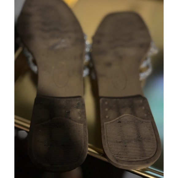 Rhinestone Sandals‎ women size 10 silver slides strappy - Picture 6 of 6